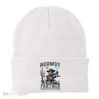 Meowdy Partner Whiskers In The Wind Humor Cool Cowboy Cat Beanie thumb 0