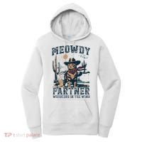 Meowdy Partner Whiskers In The Wind Humor Cool Cowboy Cat Women's Hoodie thumb 0
