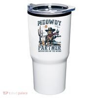 Meowdy Partner Whiskers In The Wind Humor Cool Cowboy Cat Tumbler thumb 0