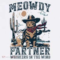 Meowdy Partner Whiskers In The Wind Humor Cool Cowboy Cat Mousepad thumb 1