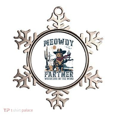 Meowdy Partner Whiskers In The Wind Humor Cool Cowboy Cat Ornament