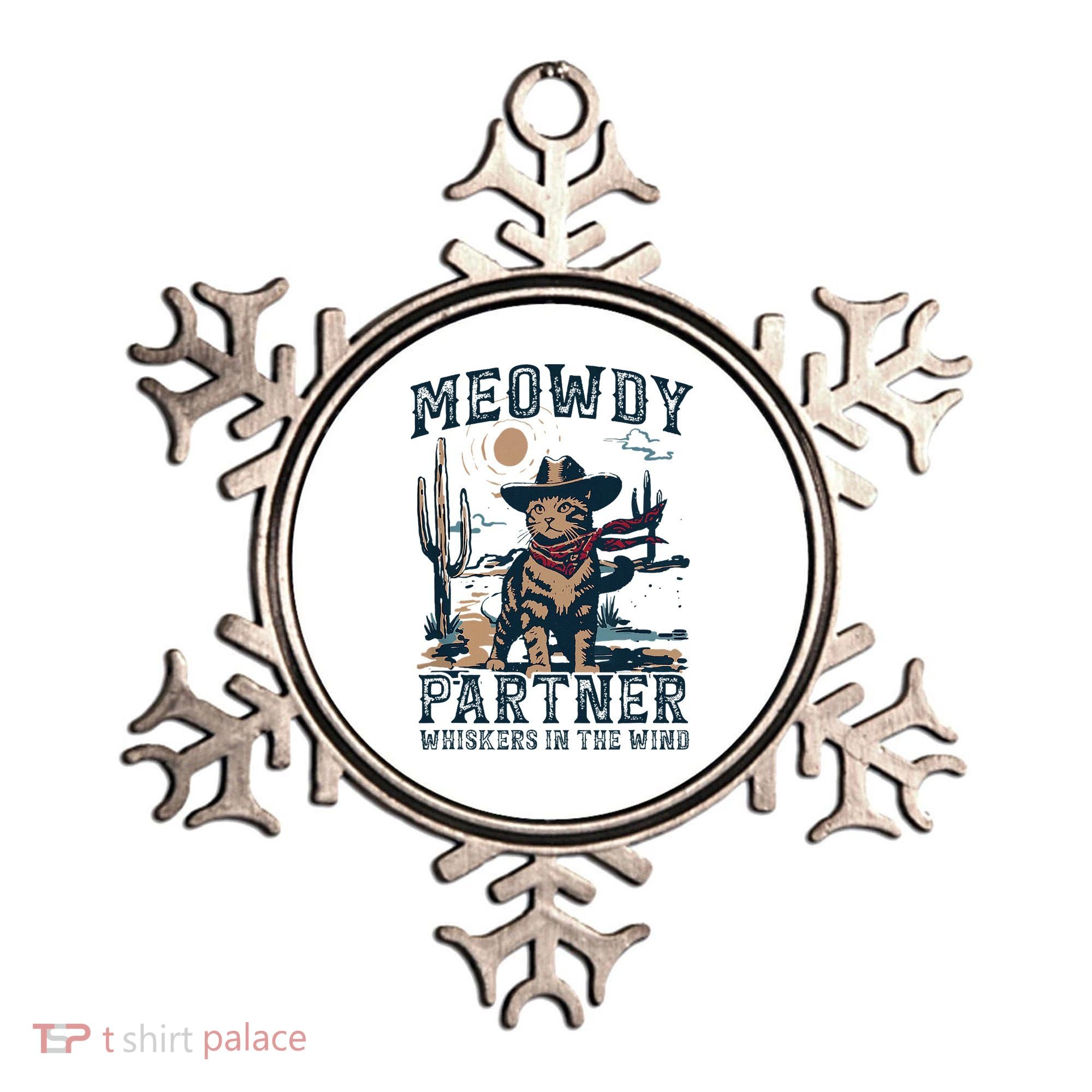 Meowdy Partner Whiskers In The Wind Humor Cool Cowboy Cat Ornament