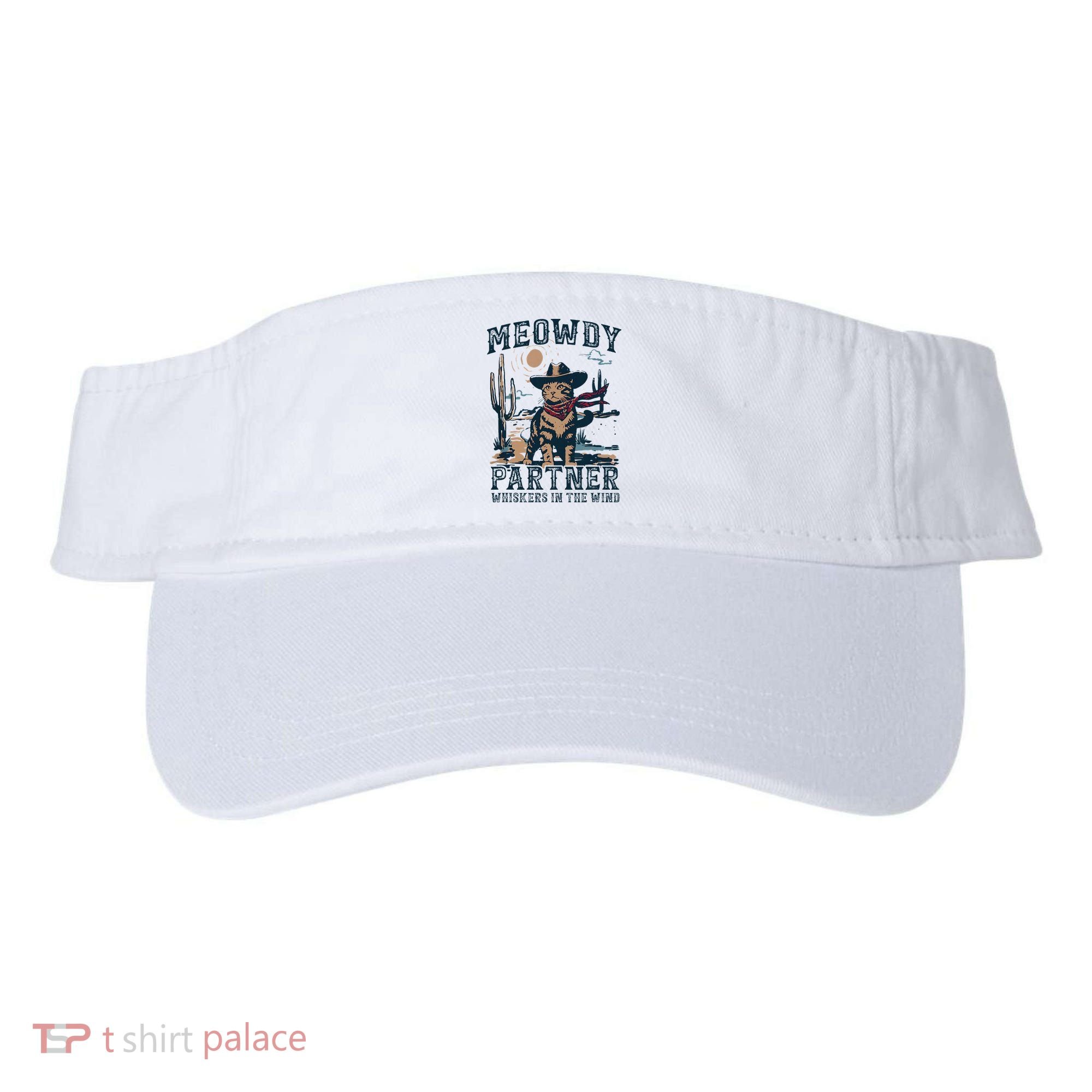 Meowdy Partner Whiskers In The Wind Humor Cool Cowboy Cat Visor