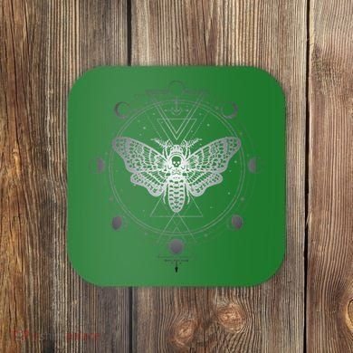Moon Phases With Moth Blackcraft Clothing Coaster