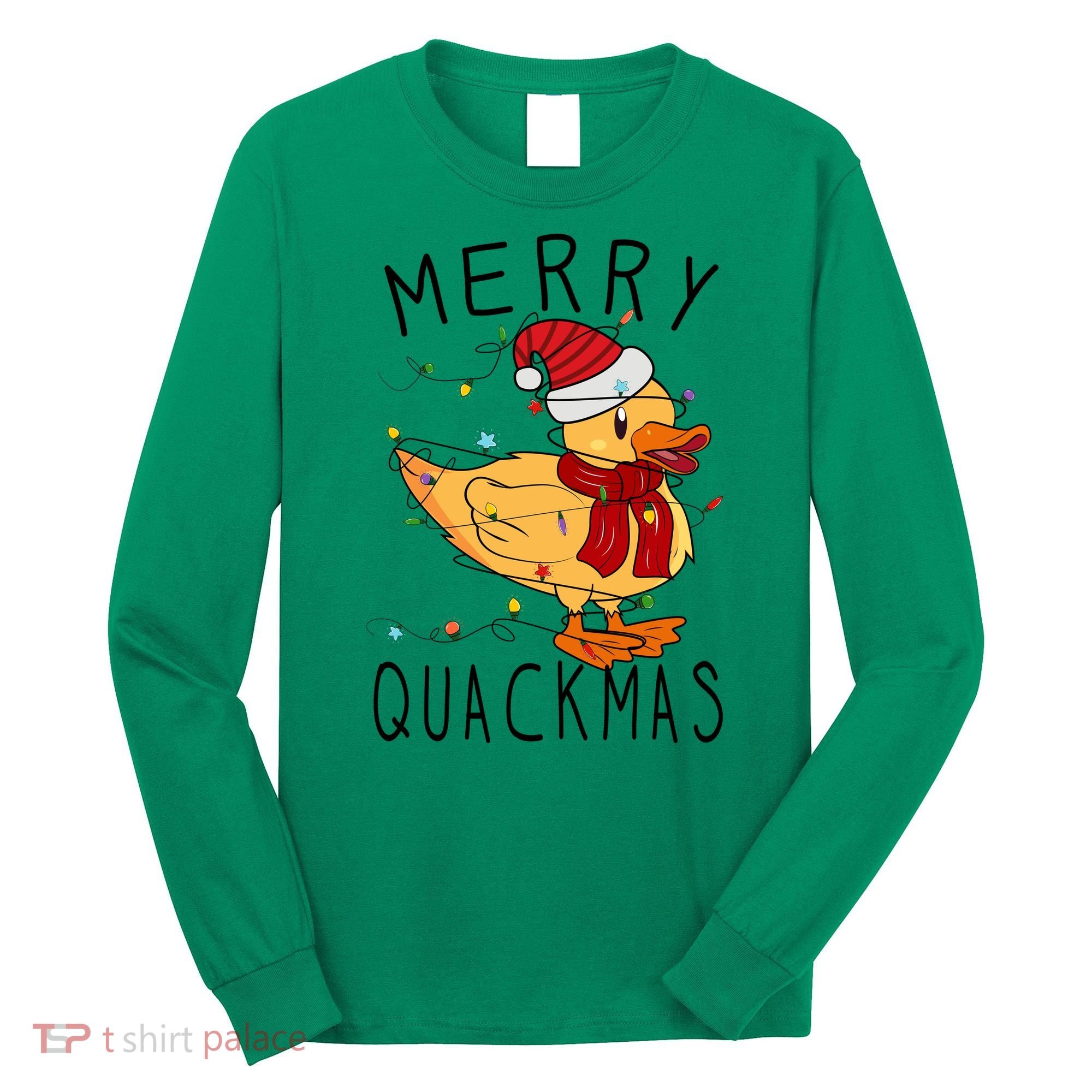 Merry Quackmas Duck Funny Christmas Lights Gift Xmas Holiday Long Sleeve Shirt
