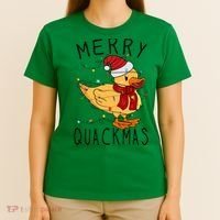 Merry Quackmas Duck Funny Christmas Lights Gift Xmas Holiday T-Shirt thumb 4