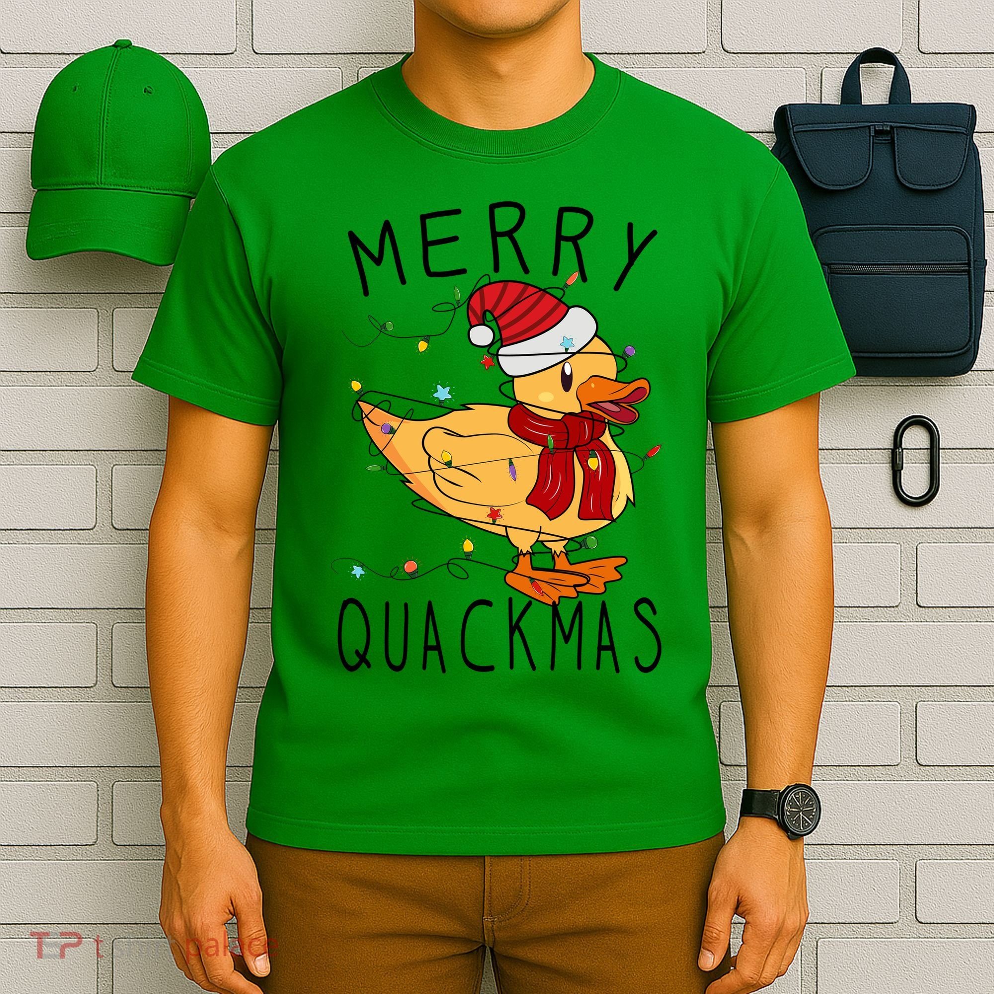 Merry Quackmas Duck Funny Christmas Lights Gift Xmas Holiday T-Shirt
