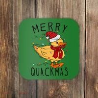 Merry Quackmas Duck Funny Christmas Lights Gift Xmas Holiday Coaster thumb 0