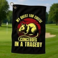 My Quest For Cheese Concludes In A Tragedy Rat Golf Towel thumb 1
