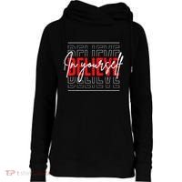 Motivational Quote Inspiration Positive Saying Life Slogan Womens Funnel Neck Pullover Hood thumb 0