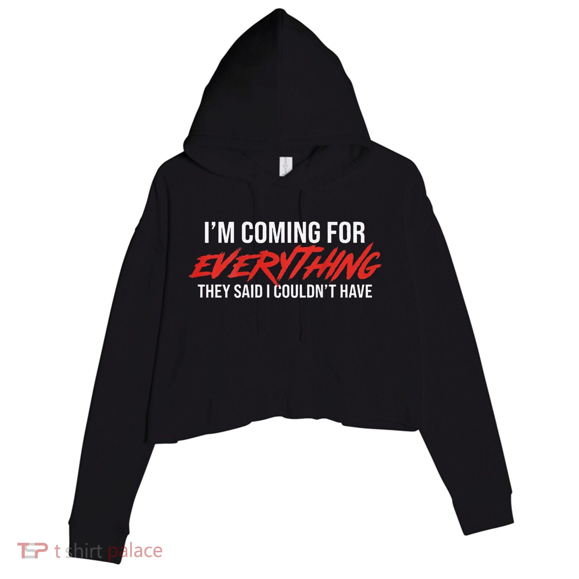 Motivational Quote Motivation For Success And Workout Crop Fleece Hoodie