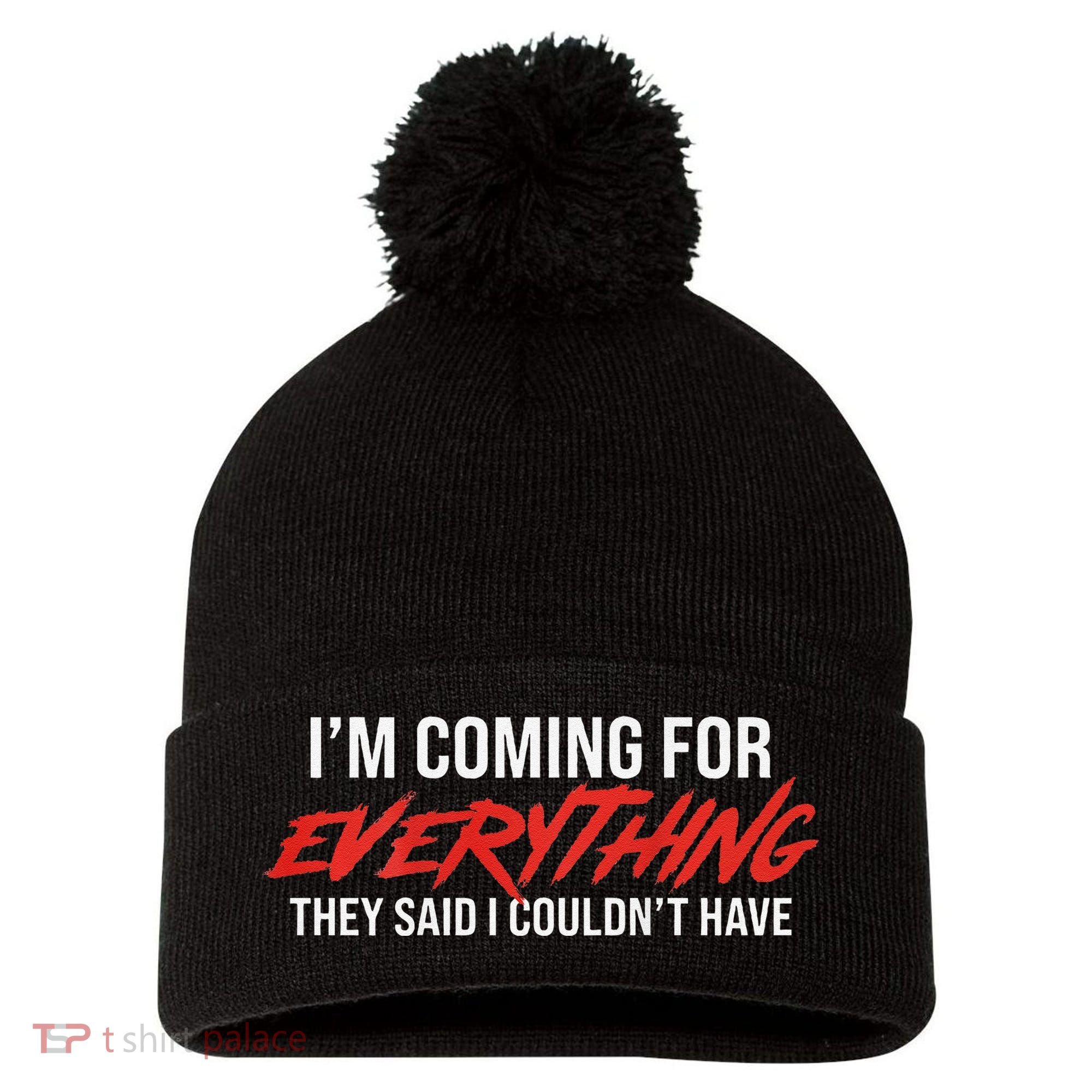 Motivational Quote Motivation For Success And Workout Pom Pom 12in Knit Beanie