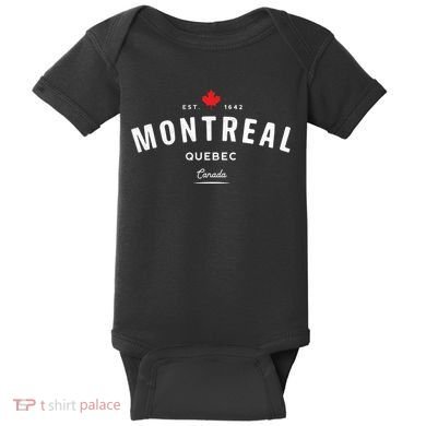 Montreal Quebec QC Vintage Retro Canada Maple Leaf Baby Bodysuit
