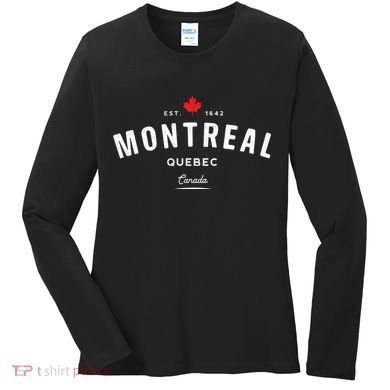 Montreal Quebec QC Vintage Retro Canada Maple Leaf Women's Long Sleeve Shirt