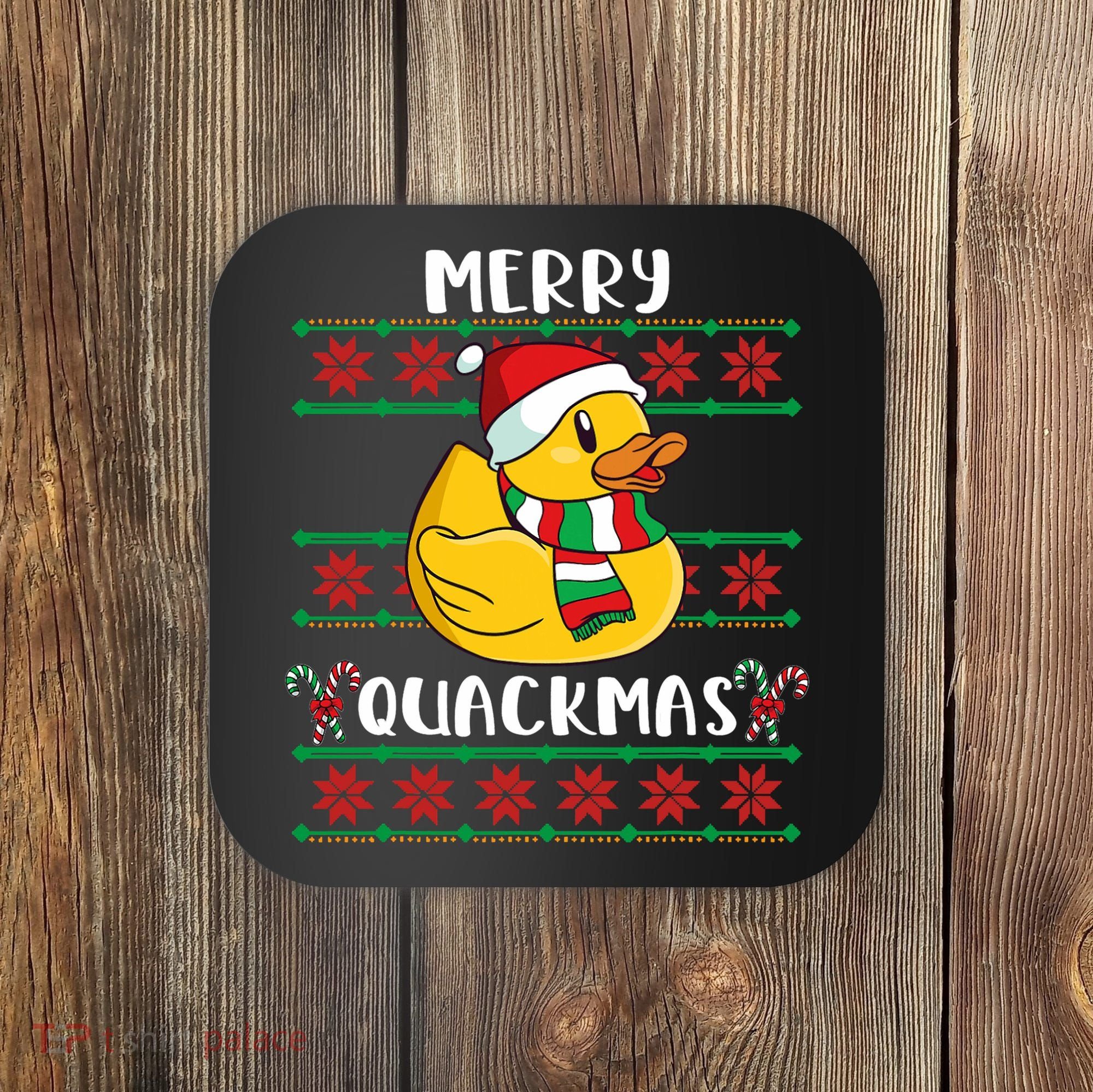Merry Quackmas Rubber Duck Christmas Coaster