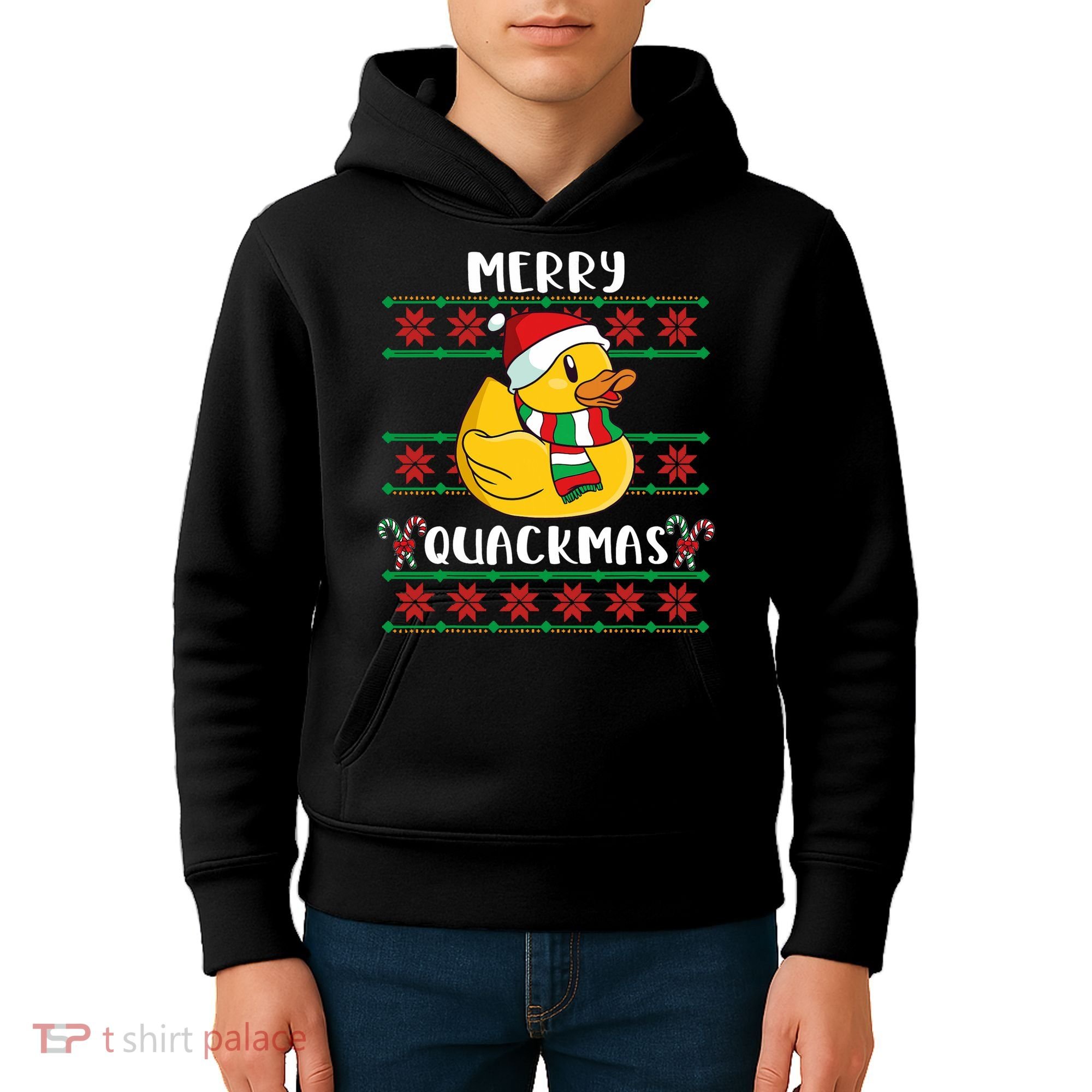 Merry Quackmas Rubber Duck Christmas Kids Hoodie