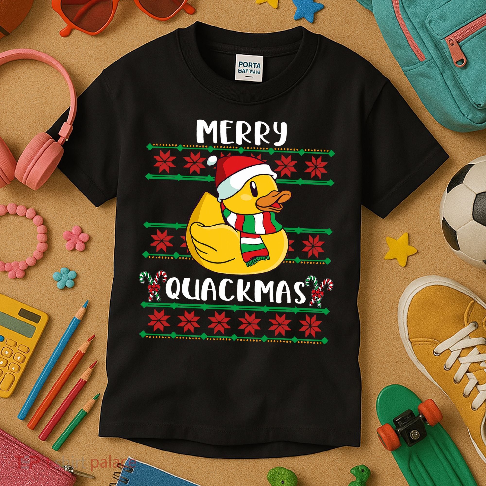 Merry Quackmas Rubber Duck Christmas Kids T-Shirt