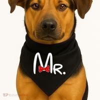 Mr. Bow Tie Cute Matching Couples USA-Made Doggie Bandana thumb 1