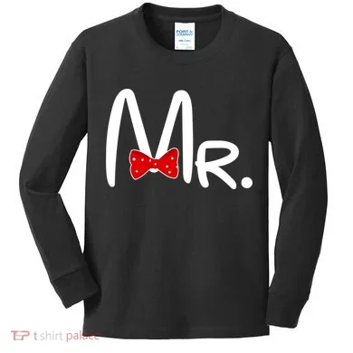 Mr. Bow Tie Cute Matching Couples Kids Long Sleeve Shirt