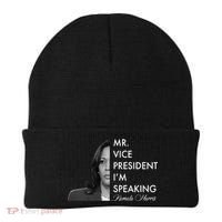 Mr Vice President I'm Speaking Kamala Harris Portrait Beanie thumb 0