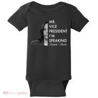 Mr Vice President I'm Speaking Kamala Harris Portrait Baby Bodysuit thumb 0