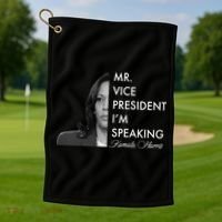 Mr Vice President I'm Speaking Kamala Harris Portrait Golf Towel thumb 1