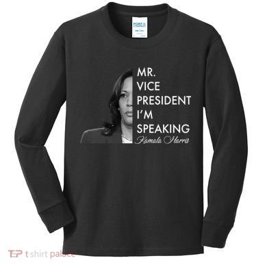 Mr Vice President I'm Speaking Kamala Harris Portrait Kids Long Sleeve Shirt