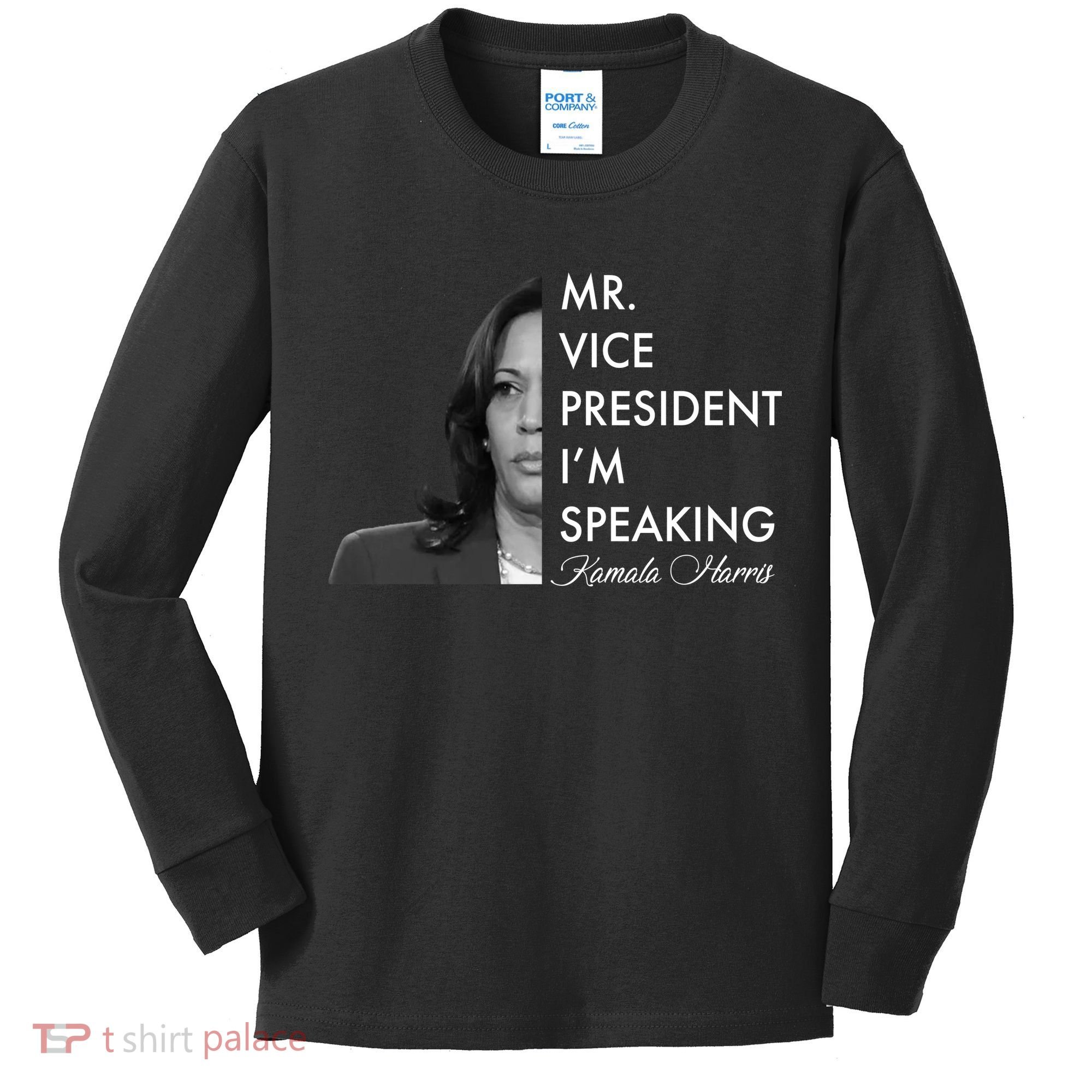 Mr Vice President I'm Speaking Kamala Harris Portrait Kids Long Sleeve Shirt
