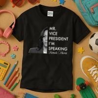 Mr Vice President I'm Speaking Kamala Harris Portrait Kids T-Shirt thumb 3