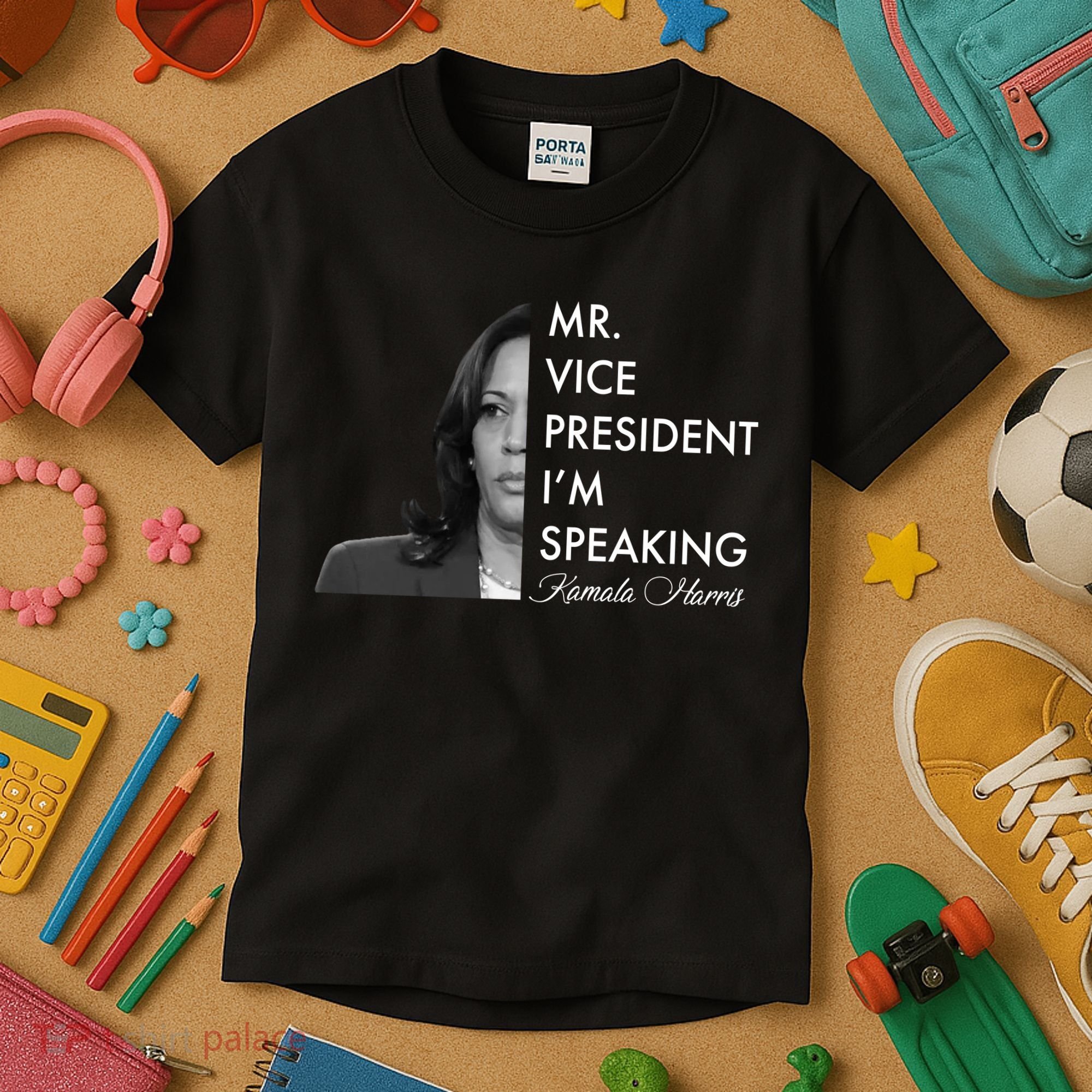 Mr Vice President I'm Speaking Kamala Harris Portrait Kids T-Shirt