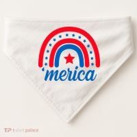 Merica Rainbow 4th Of July Celebration USA-Made Doggie Bandana thumb 0