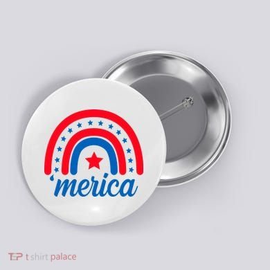 Merica Rainbow 4th Of July Celebration Button