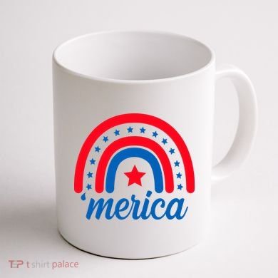 Merica Rainbow 4th Of July Celebration Coffee Mug back