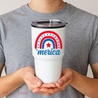 Merica Rainbow 4th Of July Celebration Tumbler thumb 2