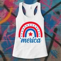 Merica Rainbow 4th Of July Celebration Women's Tank Top thumb 3