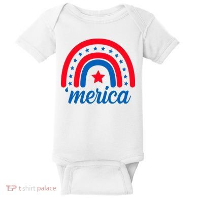 Merica Rainbow 4th Of July Celebration Baby Bodysuit