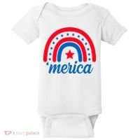 Merica Rainbow 4th Of July Celebration Baby Bodysuit thumb 0