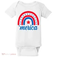 Merica Rainbow 4th Of July Celebration Baby Bodysuit thumb 0