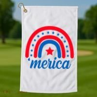 Merica Rainbow 4th Of July Celebration Golf Towel thumb 1