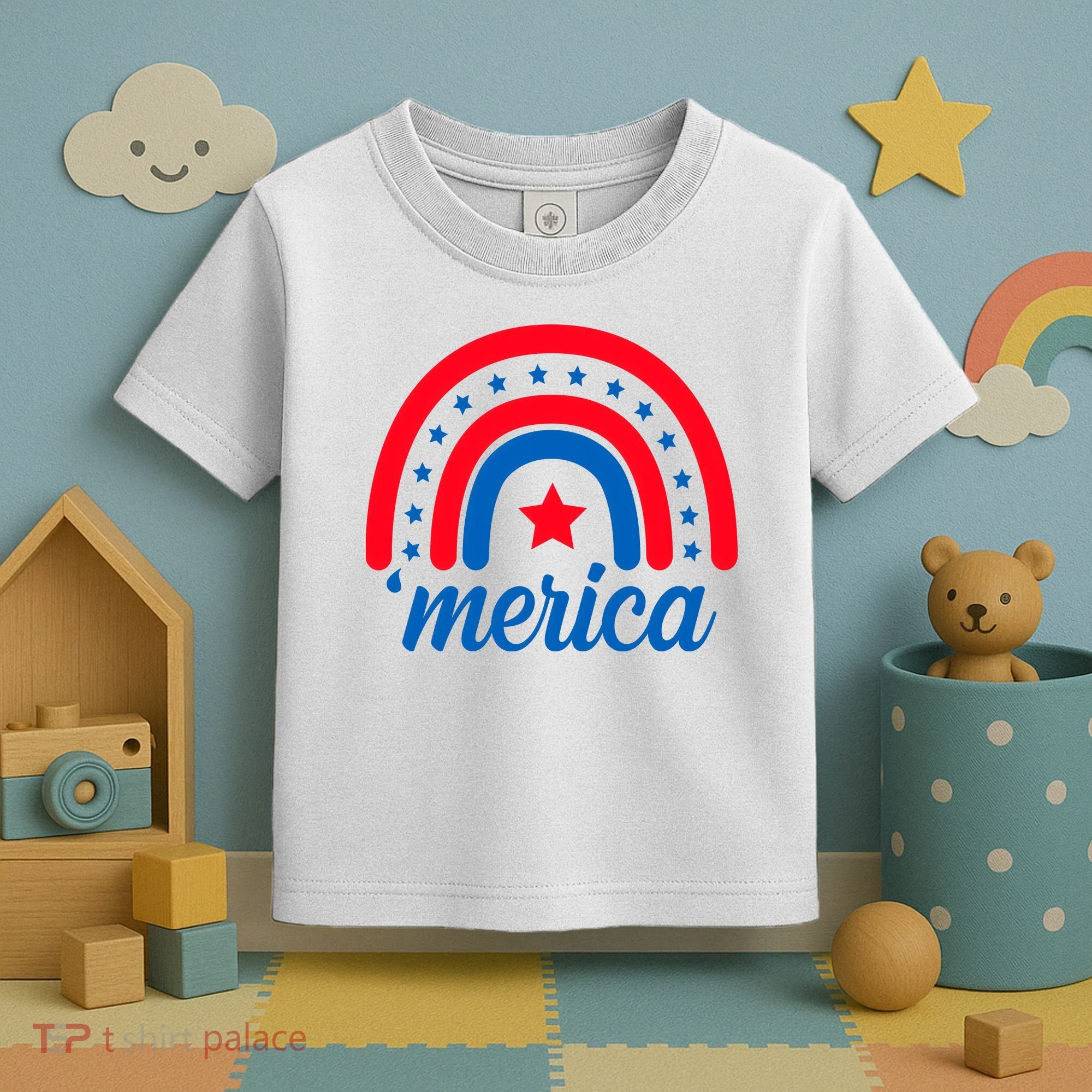 Merica Rainbow 4th Of July Celebration Toddler T-Shirt