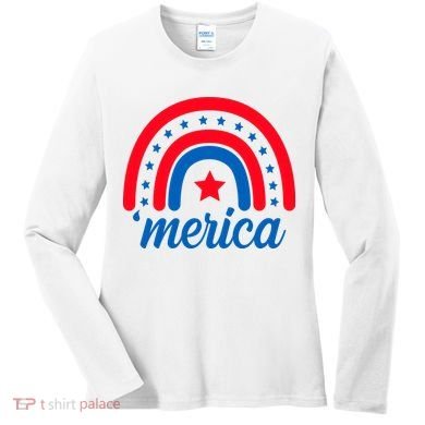 Merica Rainbow 4th Of July Celebration Women's Long Sleeve Shirt