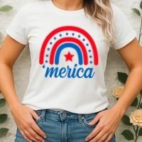 Merica Rainbow 4th Of July Celebration Women's T-Shirt thumb 2