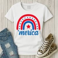Merica Rainbow 4th Of July Celebration Women's T-Shirt thumb 3