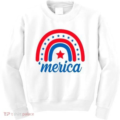Merica Rainbow 4th Of July Celebration Kids Sweatshirt