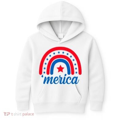 Merica Rainbow 4th Of July Celebration Kids Hoodie