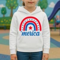 Merica Rainbow 4th Of July Celebration Kids Hoodie thumb 3