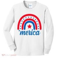 Merica Rainbow 4th Of July Celebration Kids Long Sleeve Shirt thumb 0
