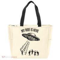 My Ride Alien Flying Saucer Ufo Abduction  Tote Bag thumb 0