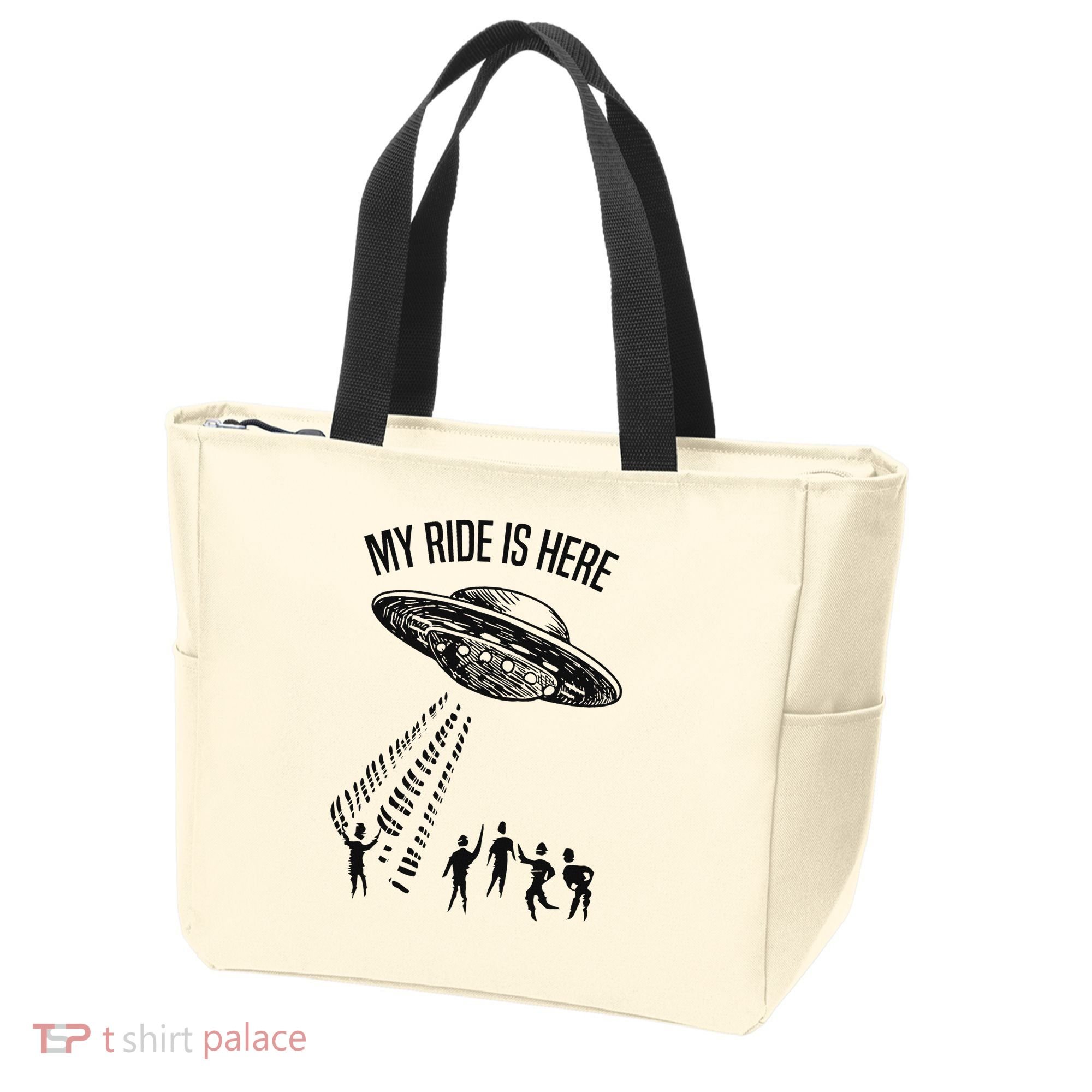 My Ride Alien Flying Saucer Ufo Abduction  Tote Bag