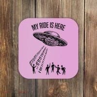 My Ride Alien Flying Saucer Ufo Abduction  Coaster thumb 0